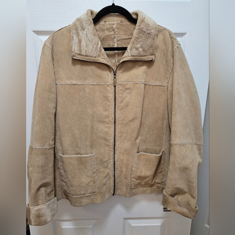 Winlit Women's Suede Jacket, Tan, Size L - Picture 13 of 14